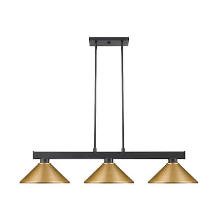 Z-Lite Cobalt 3 Light Billiard Light, Matte Black & Satin Gold 152MB-MSG
